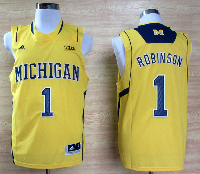 NCAA Michigan Wolverines 1 Glenn Robinson III Yellow College Basketball Jersey Big 10 Patch